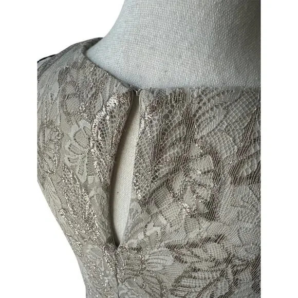 Ralph Lauren Dress Fully Lined Lace Sheath Sleeveless Women's 6 Gold Metallic - Picture 9 of 10